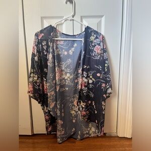 Amazon Floral Women's Cardigan - Black and Pink